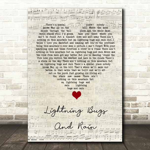 Whiskey Myers Lightning Bugs And Rain Script Heart Song Lyric Quote Music Poster Print