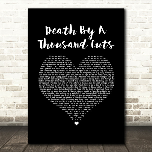 Taylor Swift Death By A Thousand Cuts Black Heart Song Lyric Quote Music Poster Print