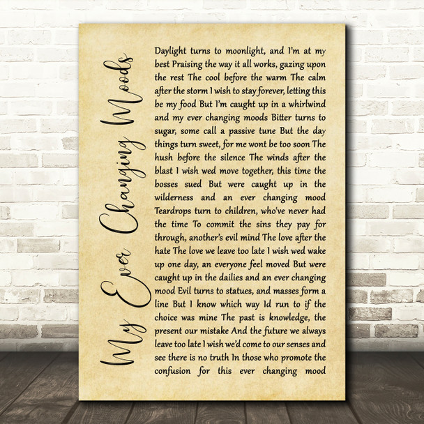 Paul Weller My Ever Changing Moods Rustic Script Song Lyric Quote Music Poster Print
