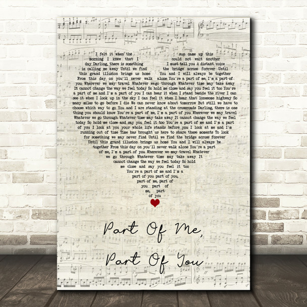 Glenn Frey Part Of Me, Part Of You Script Heart Song Lyric Quote Music Poster Print