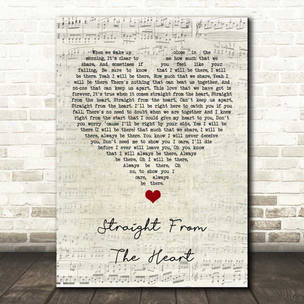 Doolally Straight From The Heart Script Heart Song Lyric Quote Music Poster Print