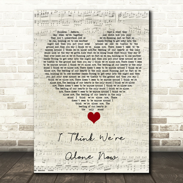 Tiffany I Think We're Alone Now Script Heart Song Lyric Quote Music Poster Print