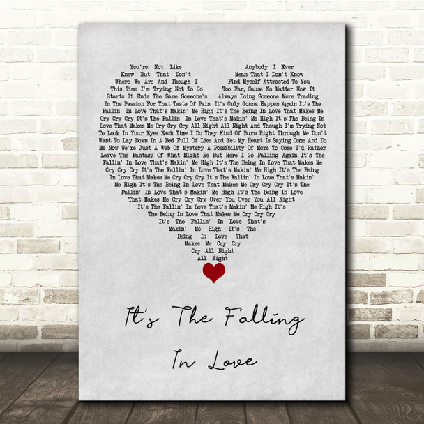 Michael Jackson It's The Falling In Love Grey Heart Song Lyric Quote Music Poster Print