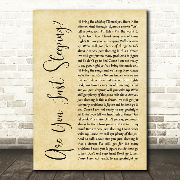 Sheridan Smith Are You Just Sleeping Rustic Script Song Lyric Quote Music Poster Print