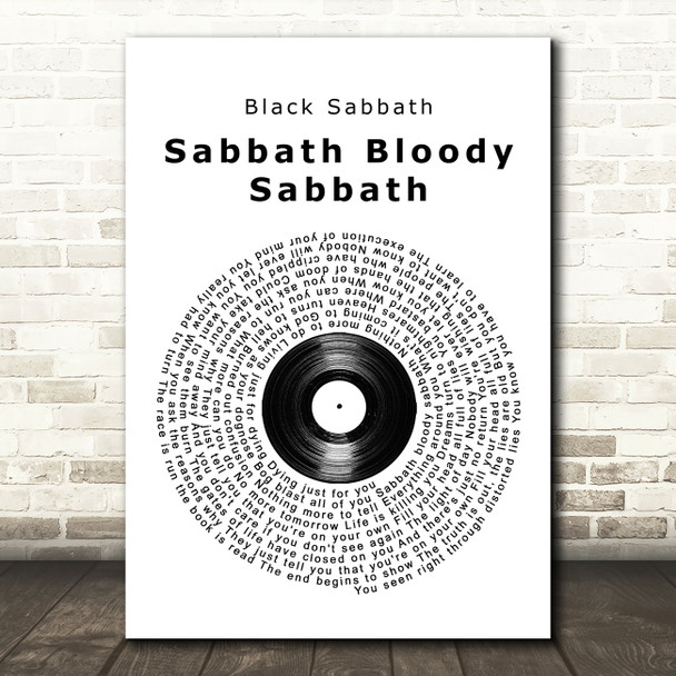 Black Sabbath Sabbath Bloody Sabbath Vinyl Record Song Lyric Quote Music Poster Print