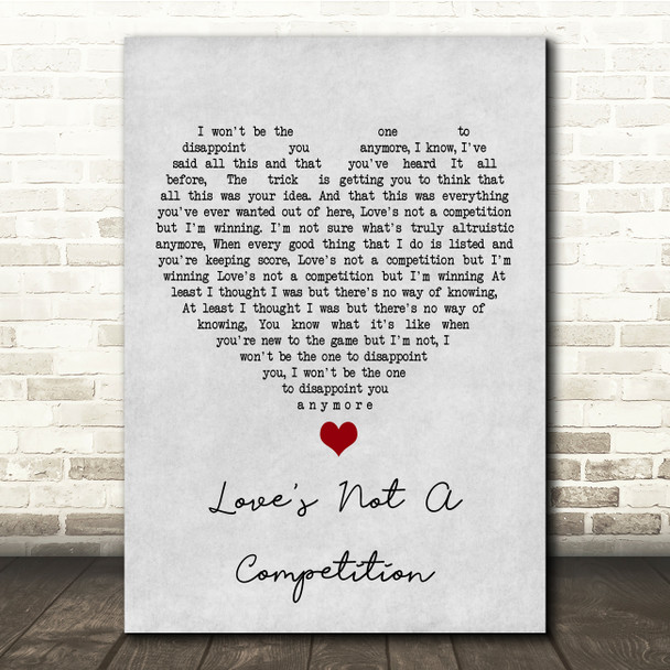 Kaiser Chiefs Love's Not A Competition Grey Heart Song Lyric Quote Music Poster Print