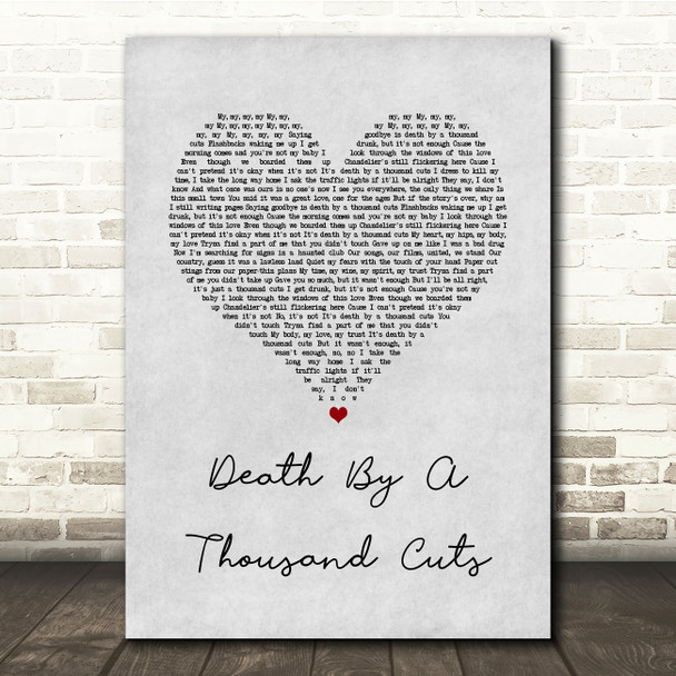 Taylor Swift Death By A Thousand Cuts Grey Heart Song Lyric Quote Music Poster Print