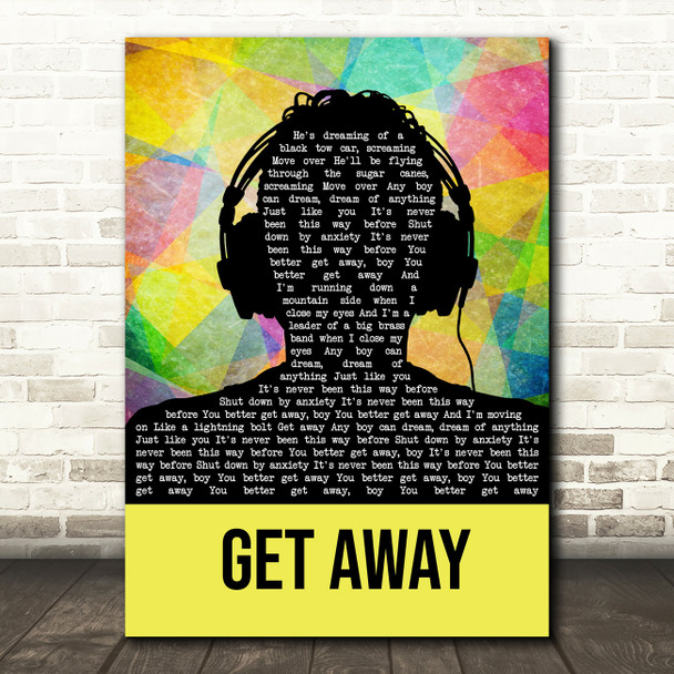 George Ezra Get Away Multicolour Man Headphones Song Lyric Quote Music Poster Print