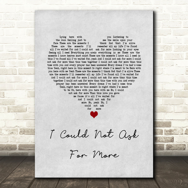 Sara Evans I Could Not Ask For More Grey Heart Song Lyric Quote Music Poster Print