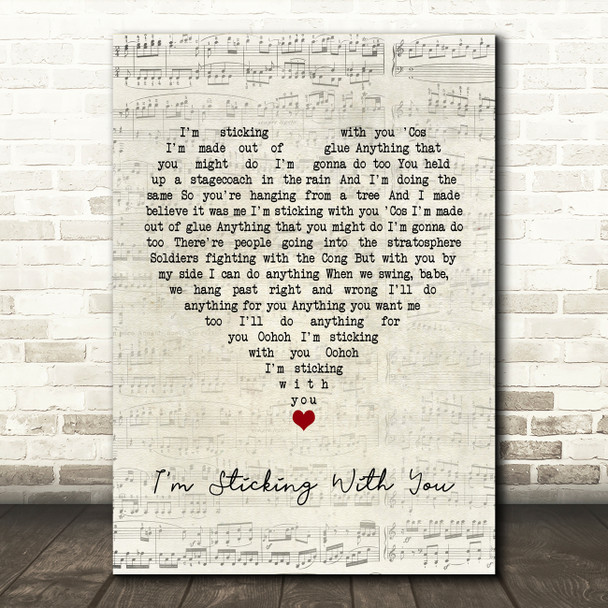 The Velvet Underground I'm Sticking With You Script Heart Song Lyric Quote Music Poster Print