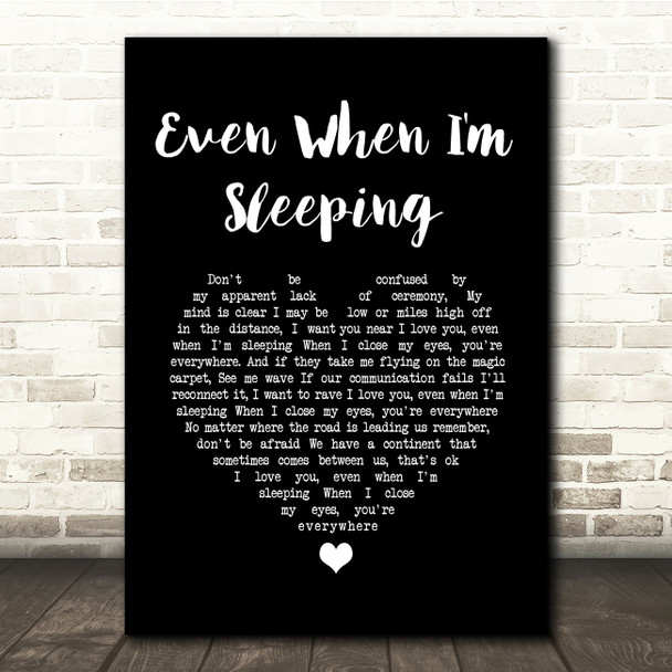 Leonardo's Bride Even When I'm Sleeping Black Heart Song Lyric Quote Music Poster Print