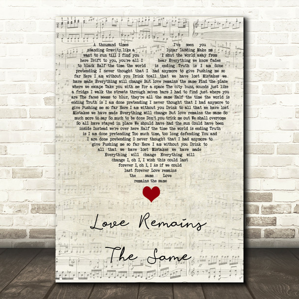 Gavin Rossdale Love Remains The Same Script Heart Song Lyric Quote Music Poster Print