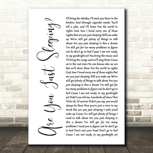 Sheridan Smith Are You Just Sleeping White Script Song Lyric Quote Music Poster Print