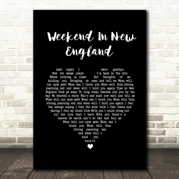 Barry Manilow Weekend In New England Black Heart Song Lyric Quote Music Poster Print