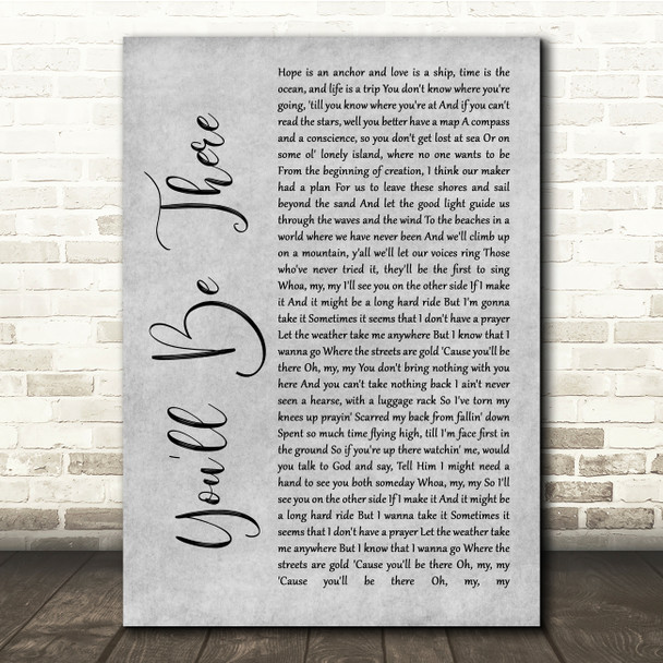 George Strait You'll Be There Grey Rustic Script Song Lyric Quote Music Poster Print