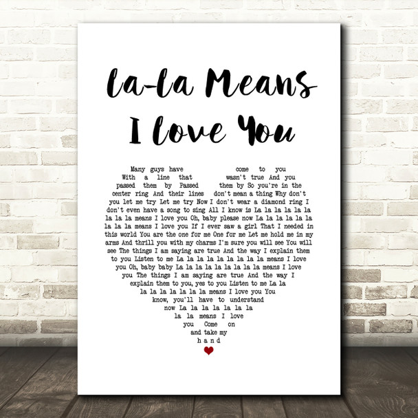 The Delfonics La-La Means I Love You White Heart Song Lyric Quote Music Poster Print