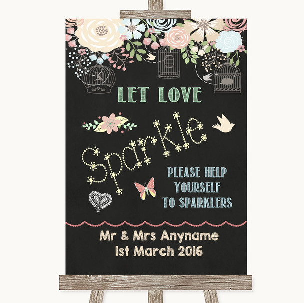 Shabby Chic Chalk Let Love Sparkle Sparkler Send Off Personalized Wedding Sign