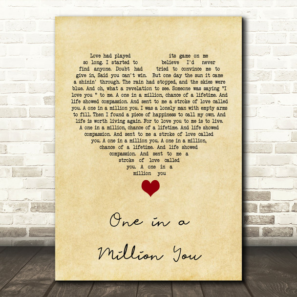 Larry Graham One in a Million You Vintage Heart Song Lyric Quote Music Poster Print