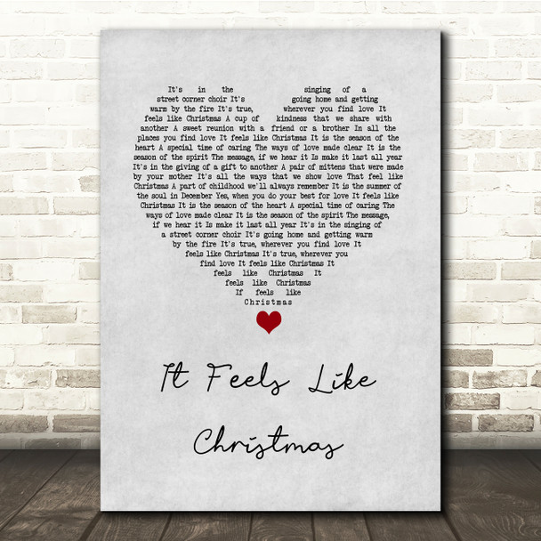 The Muppets It Feels Like Christmas Grey Heart Song Lyric Quote Music Poster Print