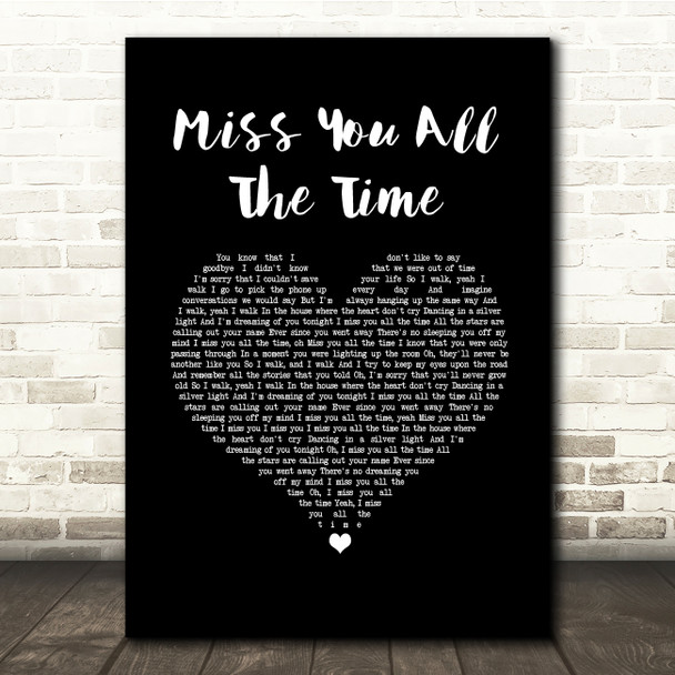 O.A.R. (Of A Revolution) Miss You All The Time Black Heart Song Lyric Quote Music Poster Print