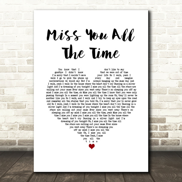 O.A.R. (Of A Revolution) Miss You All The Time White Heart Song Lyric Quote Music Poster Print