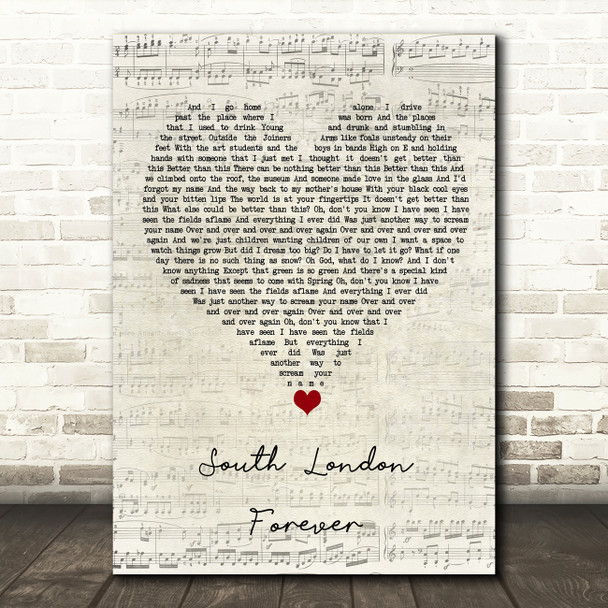 Florence + The Machine South London Forever Script Heart Song Lyric Quote Music Poster Print