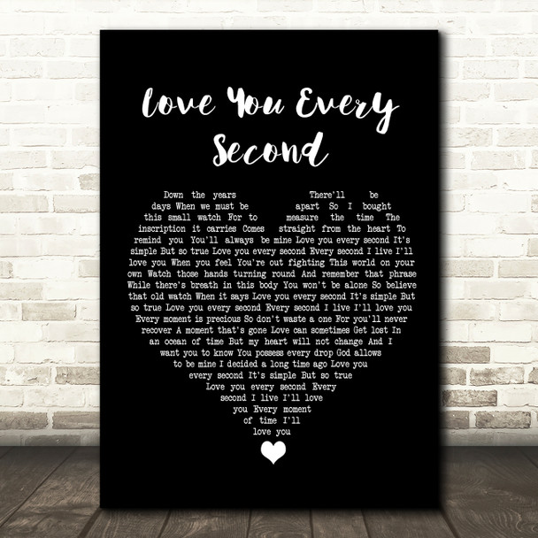 Charlie Landsborough Love You Every Second Black Heart Song Lyric Quote Music Poster Print