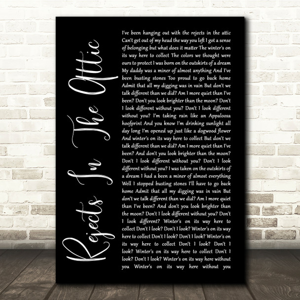 The Avett Brothers Rejects In The Attic Black Script Song Lyric Quote Music Poster Print