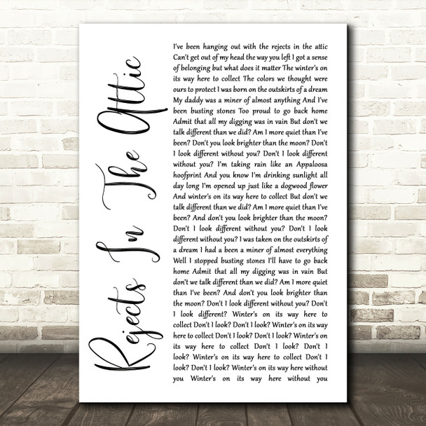 The Avett Brothers Rejects In The Attic White Script Song Lyric Quote Music Poster Print