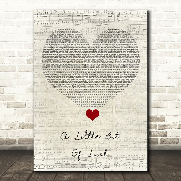 DJ Luck & MC Neat A Little Bit of Luck Script Heart Song Lyric Quote Music Poster Print