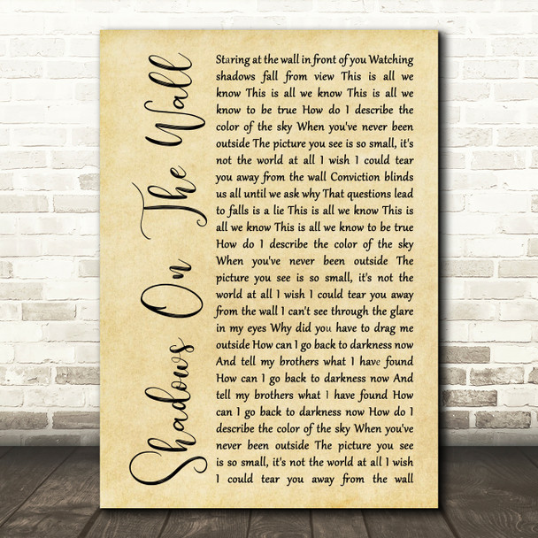 Blacktop Mojo Shadows On The Wall Rustic Script Song Lyric Quote Music Poster Print