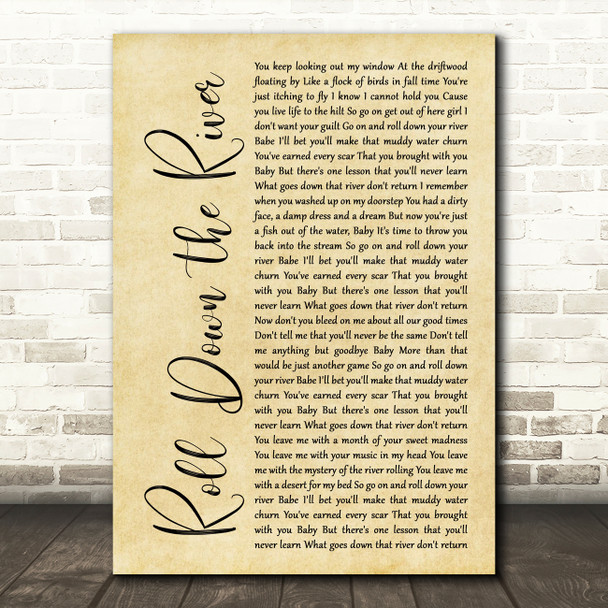 Harry Chapin Roll Down the River Rustic Script Song Lyric Quote Music Poster Print