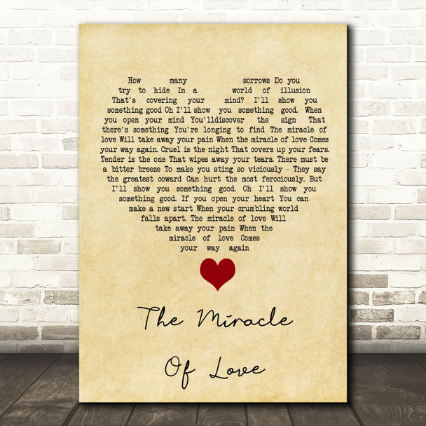 Eurythmics The Miracle Of Love Vintage Heart Song Lyric Quote Music Poster Print