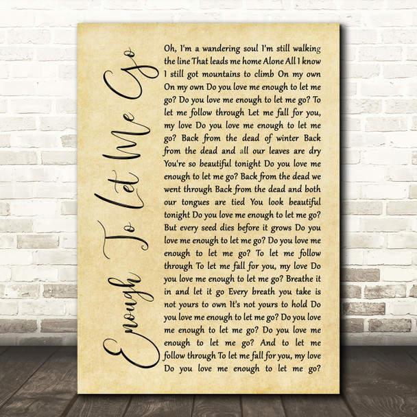 Switchfoot Enough To Let Me Go Rustic Script Song Lyric Quote Music Poster Print