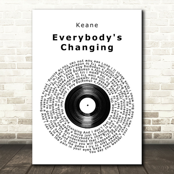 Keane Everybody's Changing Vinyl Record Song Lyric Quote Music Poster Print