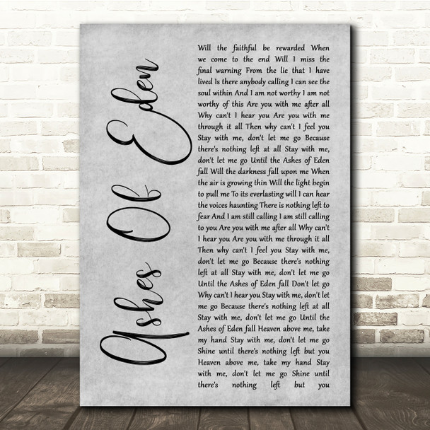 Breaking Benjamin Ashes Of Eden Grey Rustic Script Song Lyric Quote Music Poster Print