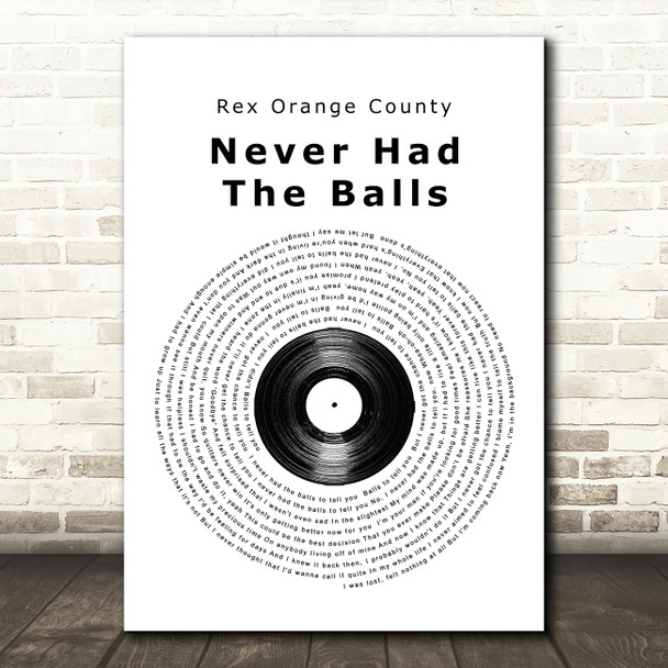 Rex Orange County Never Had The Balls Vinyl Record Song Lyric Quote Music Poster Print