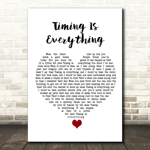 Garrett Hedlund Timing Is Everything White Heart Song Lyric Quote Music Poster Print