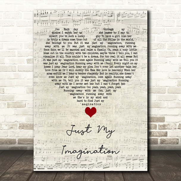 The Temptations Just My Imagination Script Heart Song Lyric Quote Music Poster Print