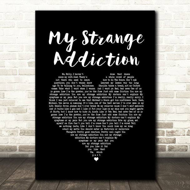 Billie Eilish My Strange Addiction Black Heart Song Lyric Quote Music Poster Print