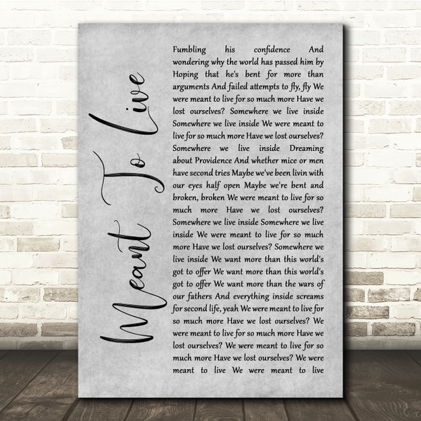 Switchfoot Meant To Live Grey Rustic Script Song Lyric Quote Music Poster Print