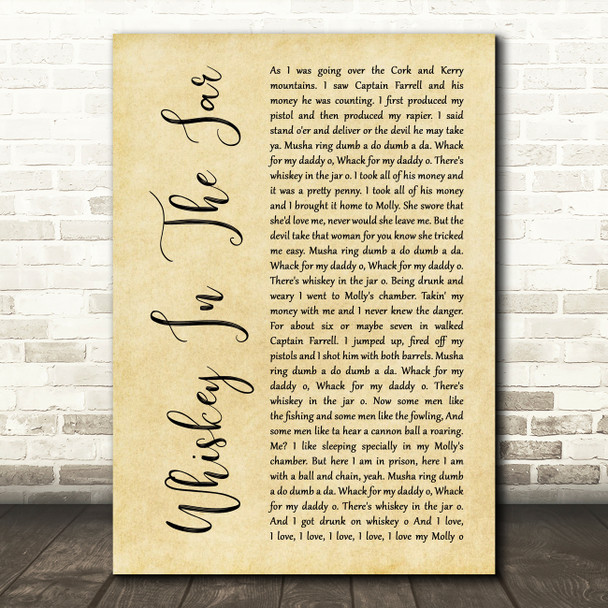 Thin Lizzy Whiskey In The Jar Rustic Script Song Lyric Quote Music Poster Print
