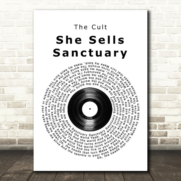 The Cult She Sells Sanctuary Vinyl Record Song Lyric Quote Music Poster Print