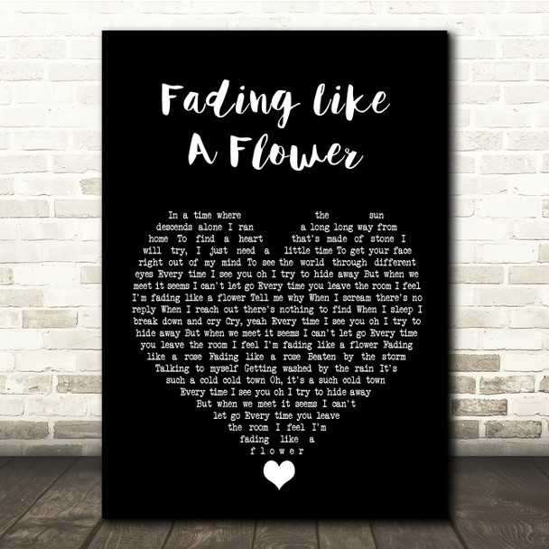 Roxette Fading Like A Flower Black Heart Song Lyric Quote Music Poster Print