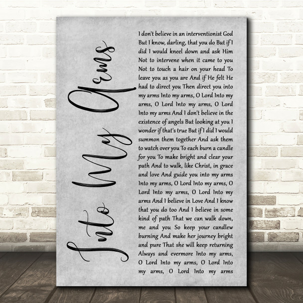 Nick Cave & The Bad Seeds Into My Arms Grey Rustic Script Song Lyric Quote Music Poster Print