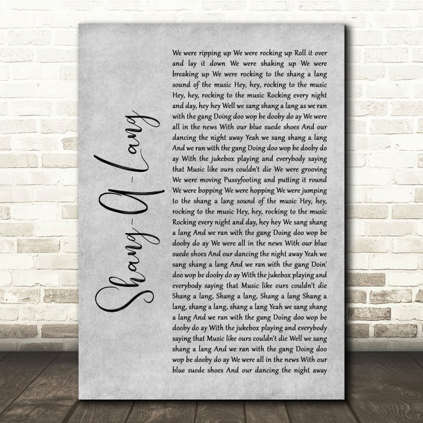 Bay City Rollers Shang-A-Lang Grey Rustic Script Song Lyric Quote Music Poster Print