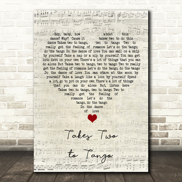 Louis Armstrong Takes Two to Tango Script Heart Song Lyric Quote Music Poster Print