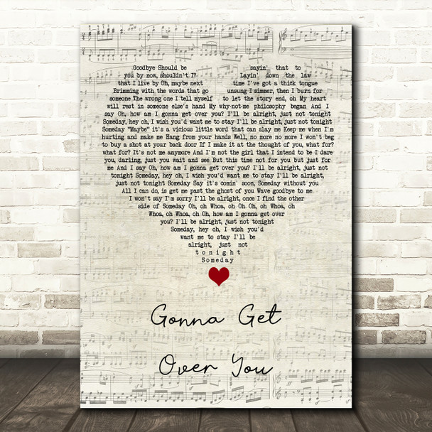 Sara Bareilles Gonna Get Over You Script Heart Song Lyric Quote Music Poster Print