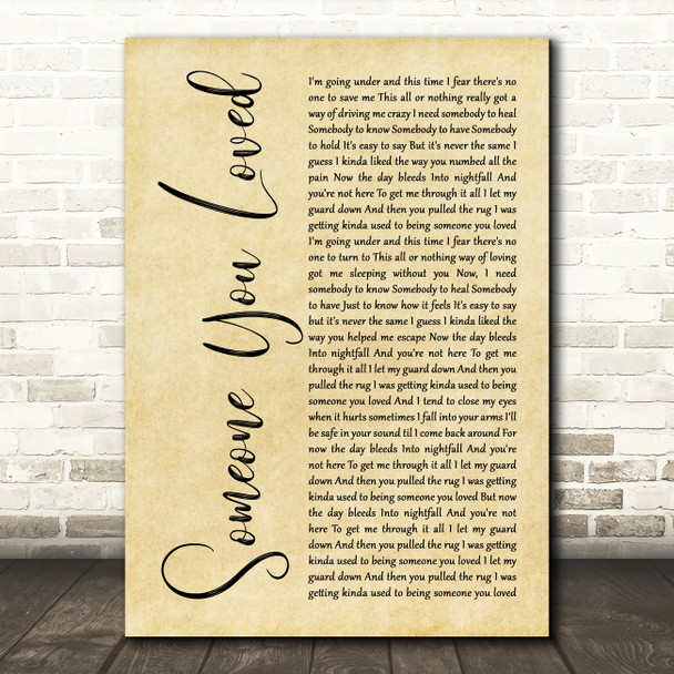 Lewis Capaldi Someone You Loved Rustic Script Song Lyric Quote Music Poster Print