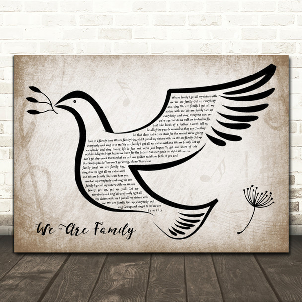 Sister Sledge We Are Family Vintage Dove Bird Song Lyric Quote Music Poster Print